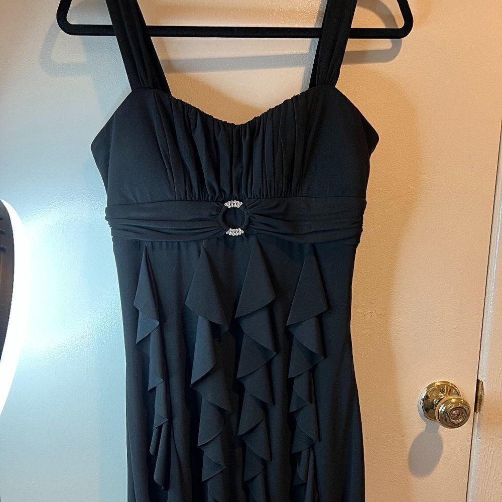 Collection Dressbarn Black Ruffled Tiered Cocktail Dress, Size 8